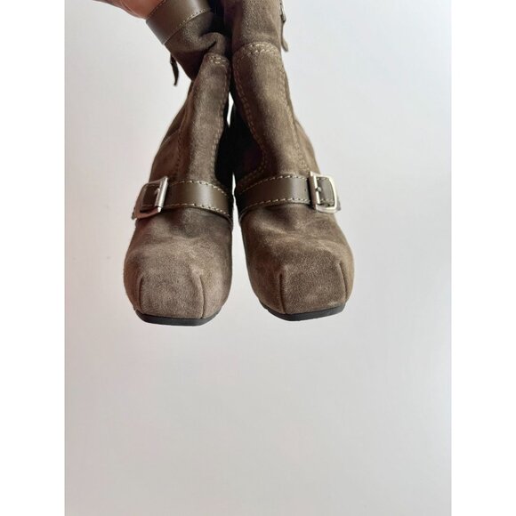 PROENZA SCHOULER Peat Suede Leather Moto Biker Platform Ankle Boots, Size 37.5 - Picture 5 of 16